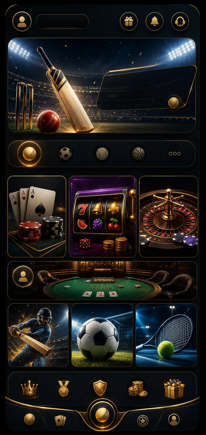 bet20 games lobby with casino and sports categories